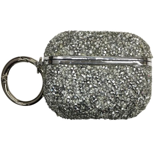 Airpods Pro Glitter Bling Case With Keychain Silver